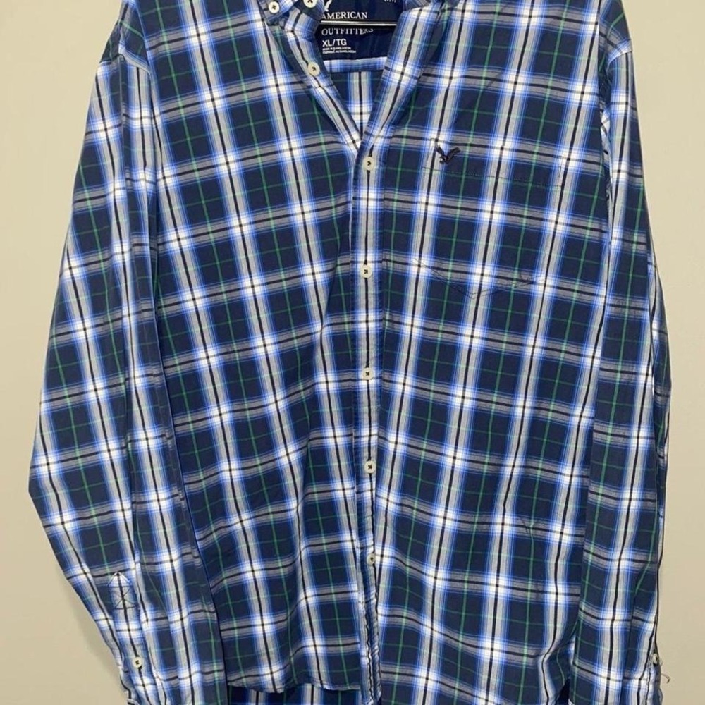 American Eagle Button Up Flannel Pattern Shirt, Sz‎ XL